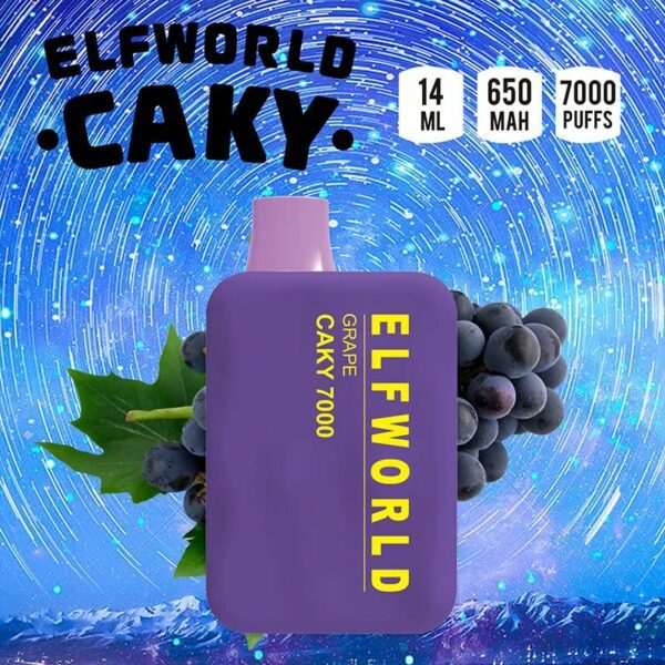 POD DESCARTÁVEL ELFWORLD CAKY 7000 PUFFS - GRAPE - ELFWORLD